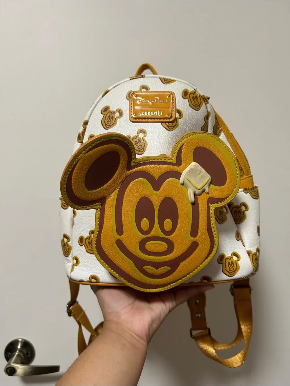 Loungefly White & Mustard Mickey Honey Drip Mini Backpack