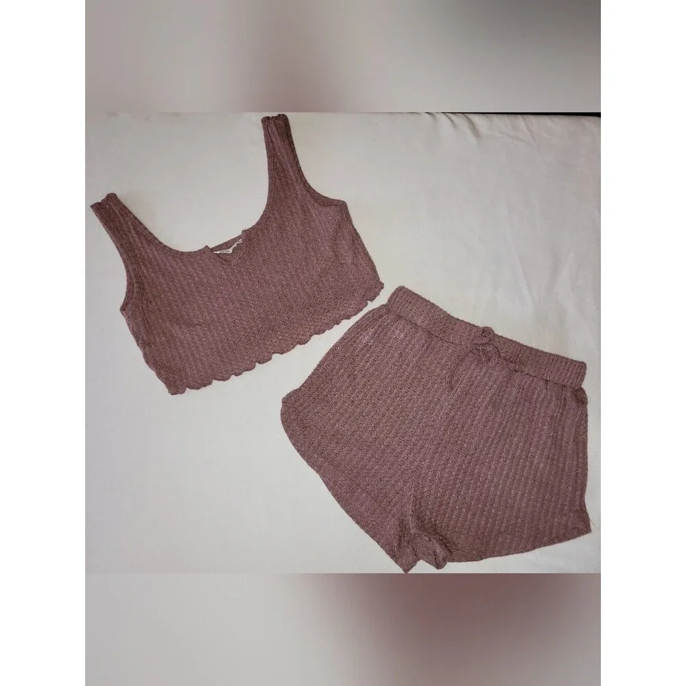 SHEIN Size 9 Years Ribbed Knit Cropped Tank Top And Shorts Outfit