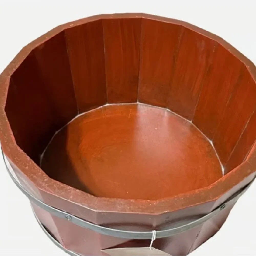 RARE NWT Pottery Barn Wood Bucket Catchalls RED | 11