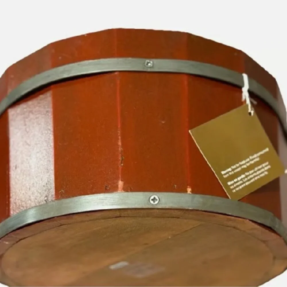 RARE NWT Pottery Barn Wood Bucket Catchalls RED | 11