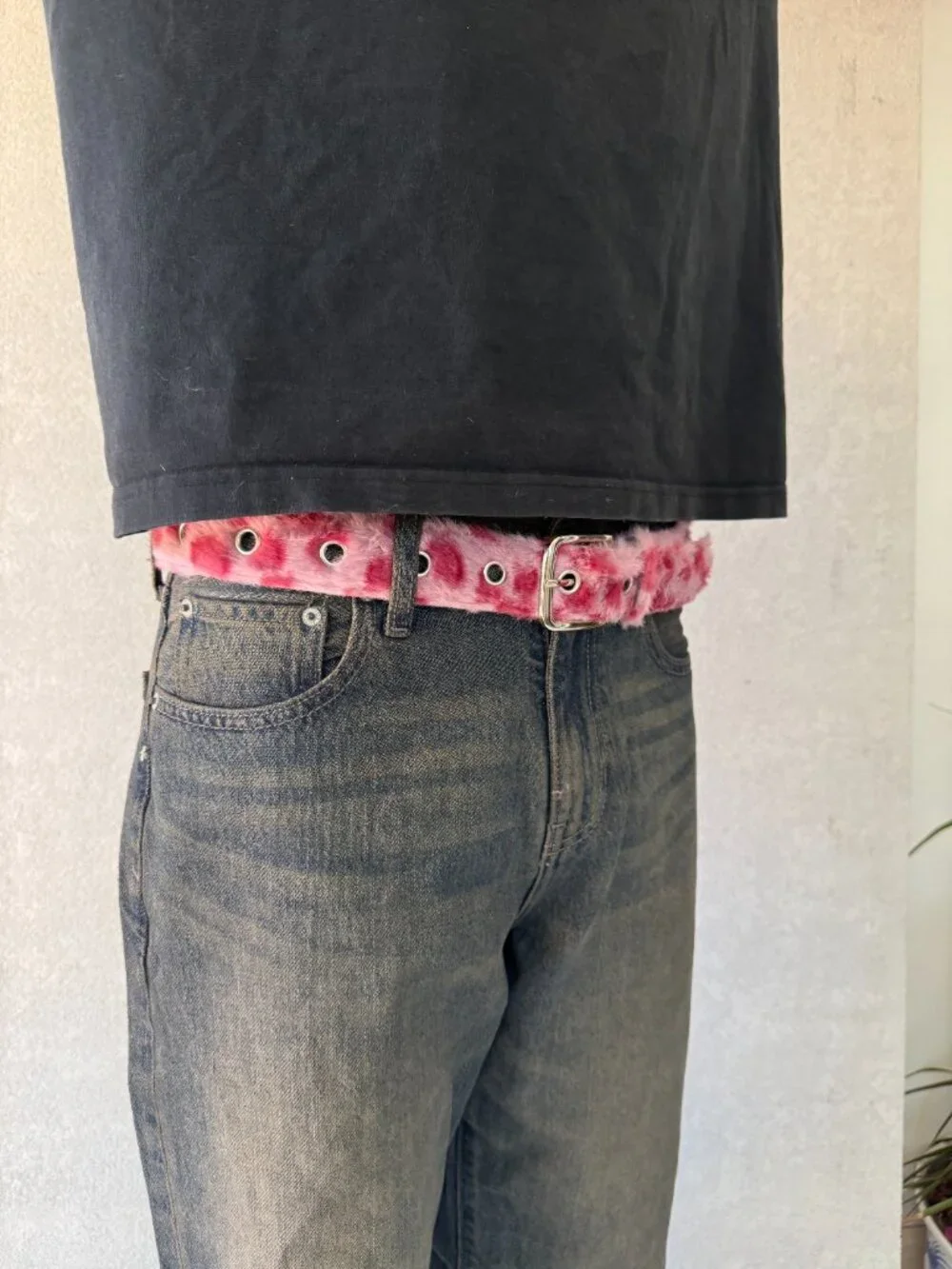 Pink Rose Floral Eyelet Grommet Belt