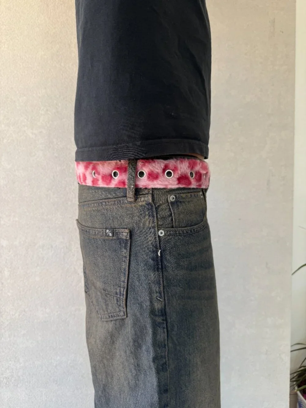 Pink Rose Floral Eyelet Grommet Belt