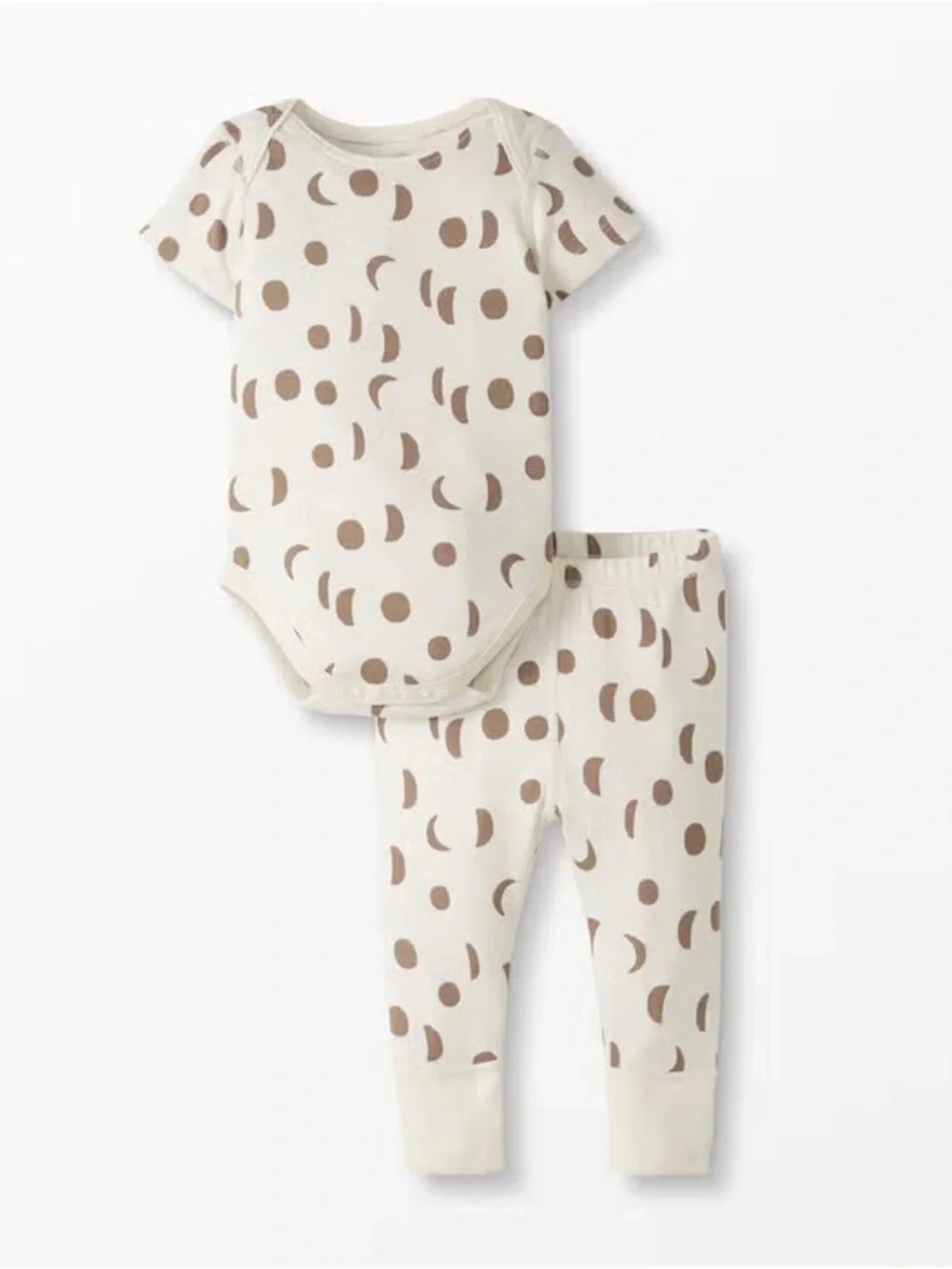 Hanna Andersson Cream and Brown Moon Print Bodysuit & Pants Set