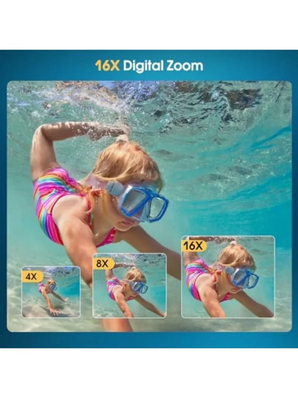 4K Waterproof Underwater Camera, 64MP Compact, 16FT Depth, 16GB Card Included