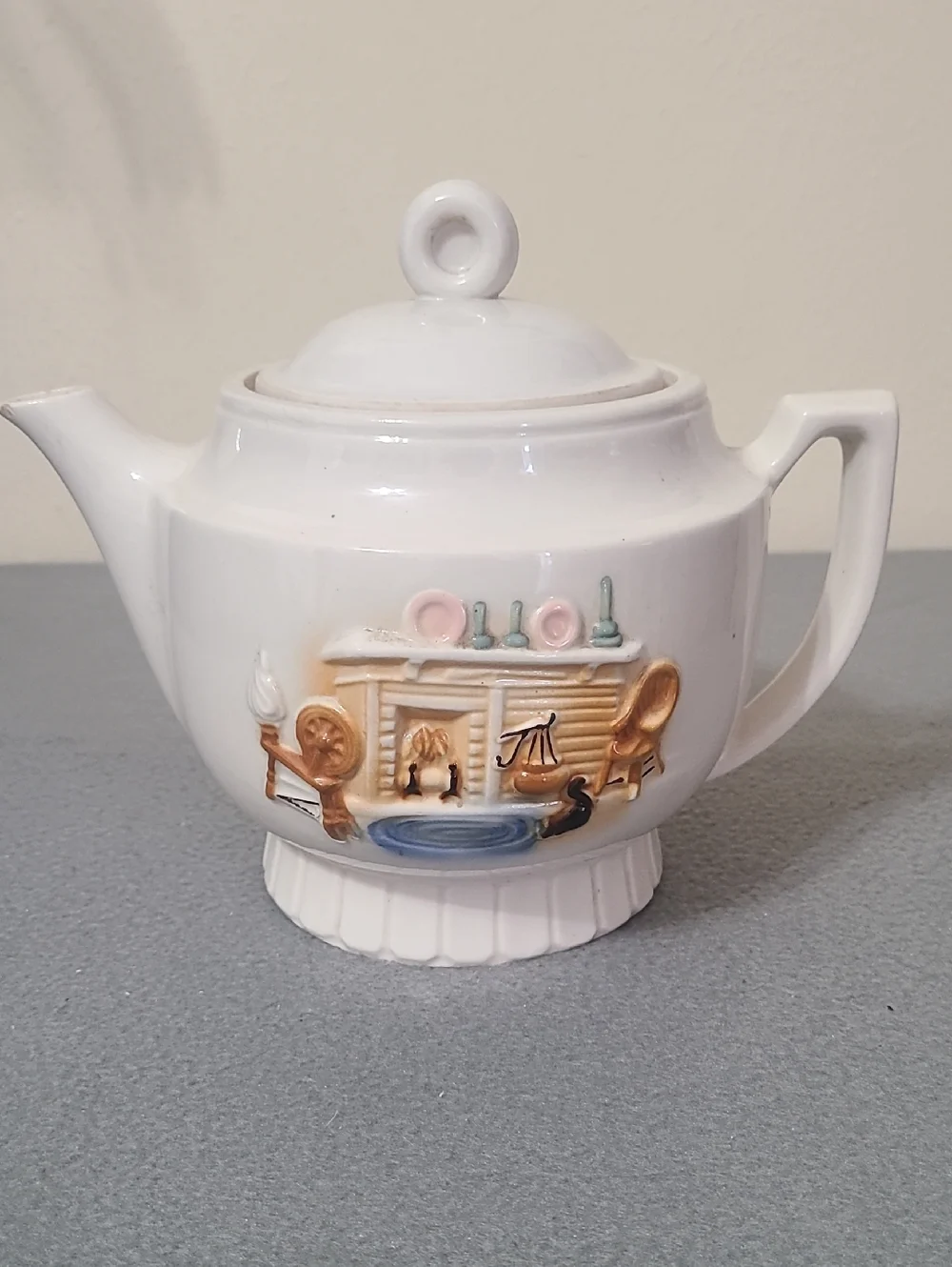 Vintage Porcelier Hearth‎ Scene Teapot - Hand Painted