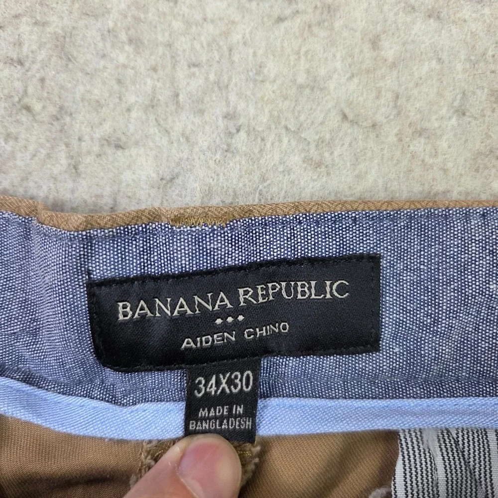 Banana Republic Rapid Movement Chino Pants Mens 34x30 Beige Aiden Slim Stretch