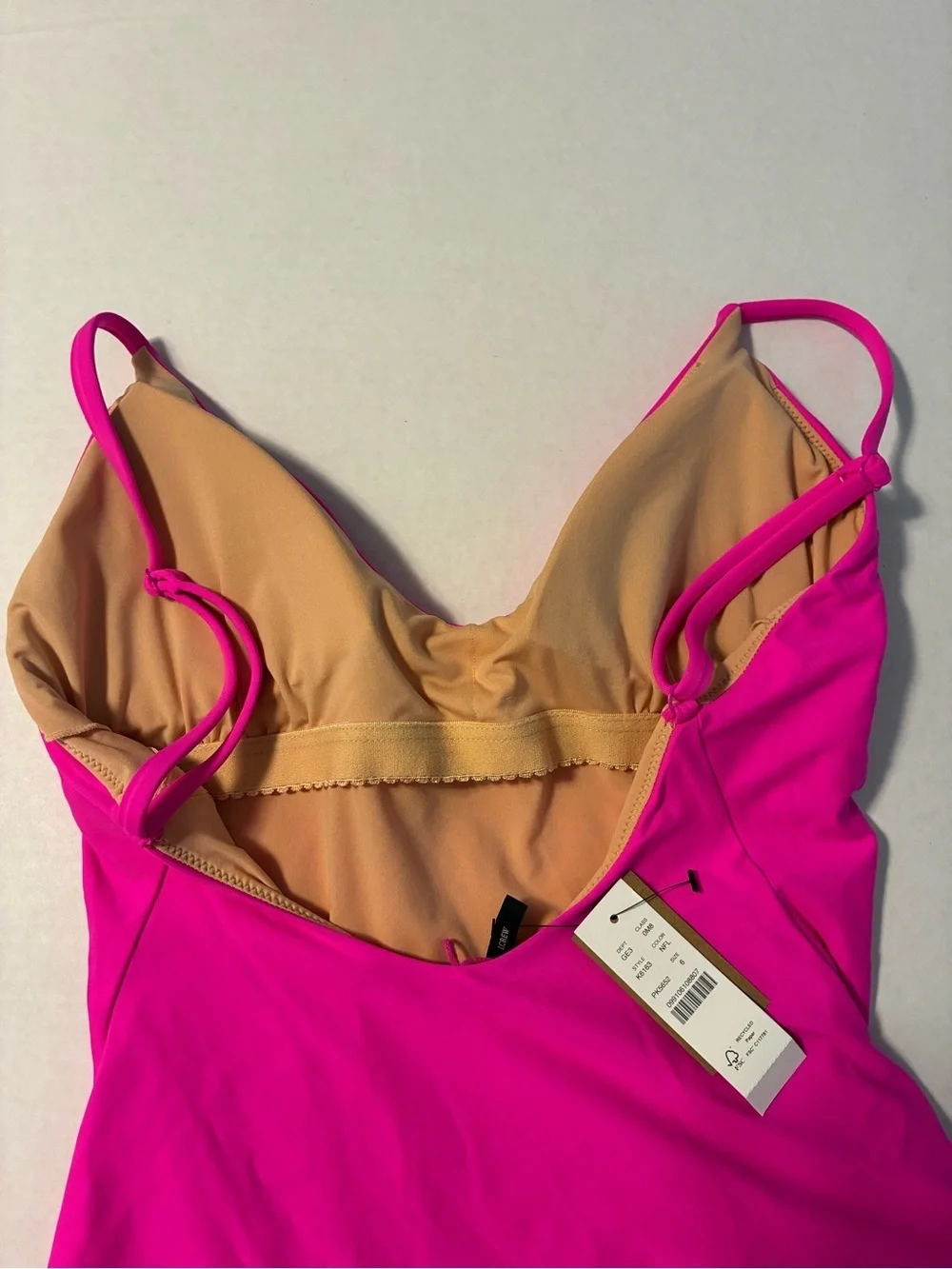 NWT J.Crew Hot Pink Rounded V-neck one-piece swimsuit Women’s size 6 Small