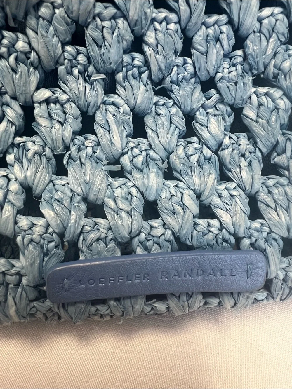 Loeffler Randall Light Blue Woven Clutch with Gold Chain
