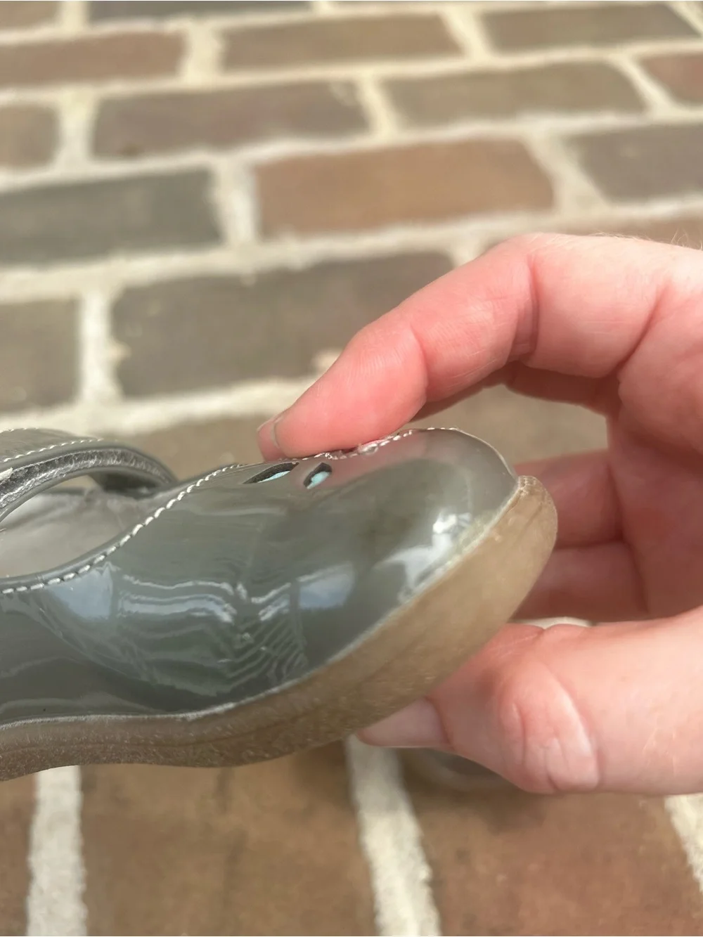 See Kai Run Grey Patent Mary Jane Shoes Flower Details 6