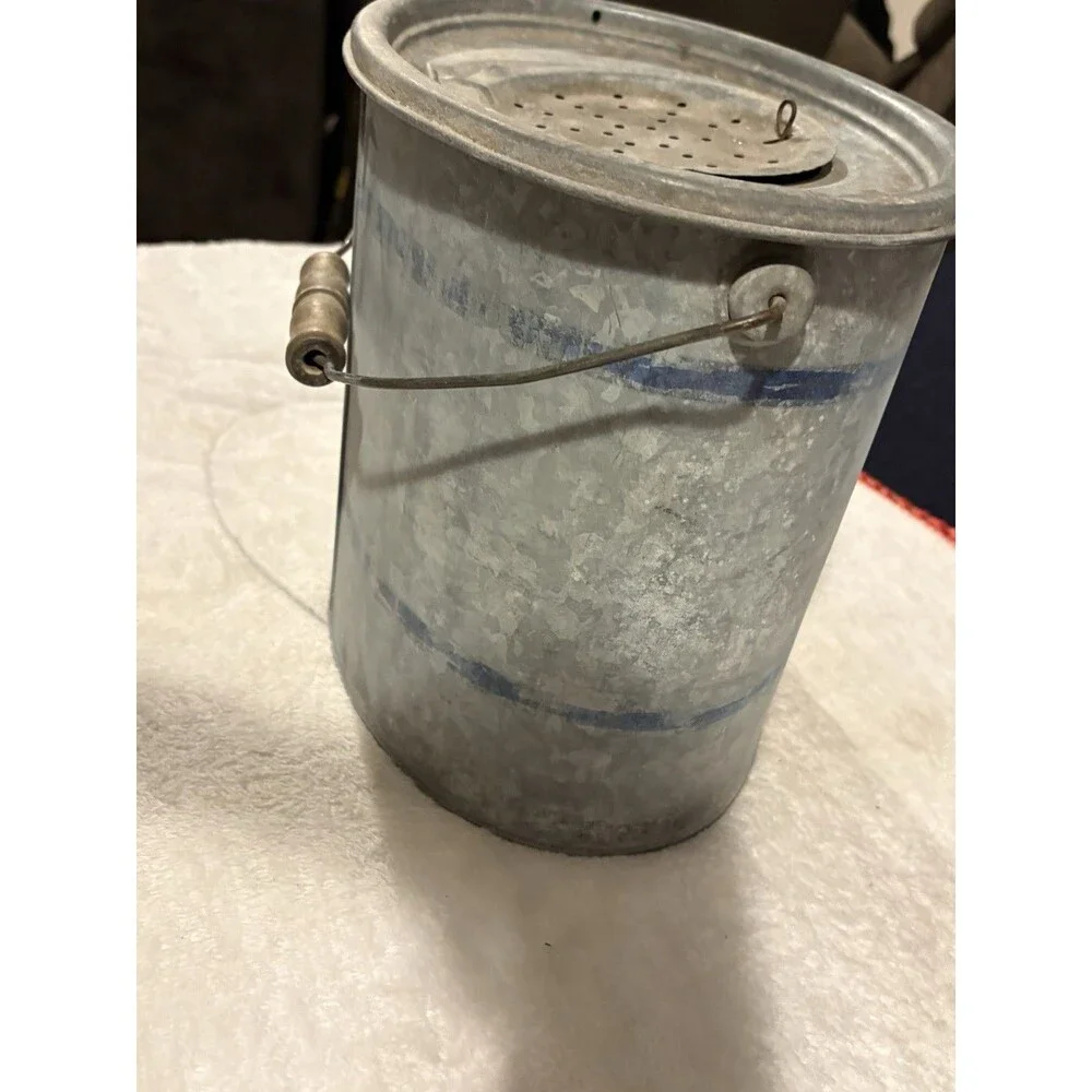 Vintage Falls City Air Breather 810-G Galvanized Minnow Bait Bucket Complete
