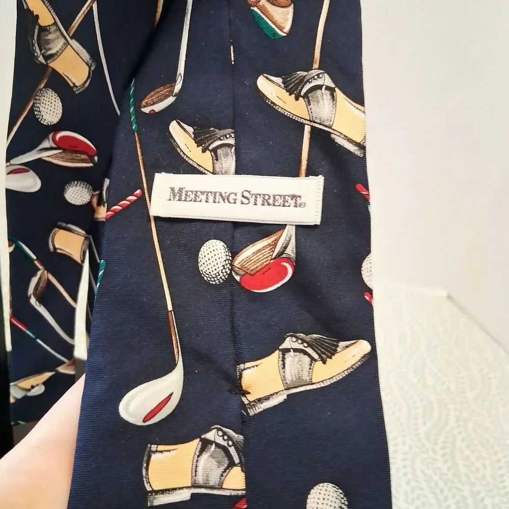 Vintage Novelty Silk Tie Lot Sports Themed Golf Baseball 4x57