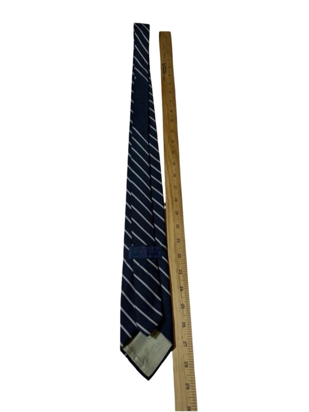 Givenchy Gentleman Paris Navy White Striped Logo Tie Classic Preppy Necktie