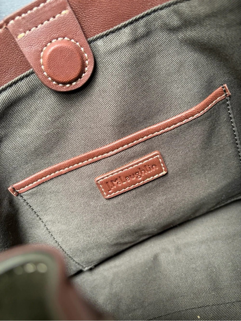 J. McLaughlin Brown Leather Shoulder Bag with Green Suede Panel