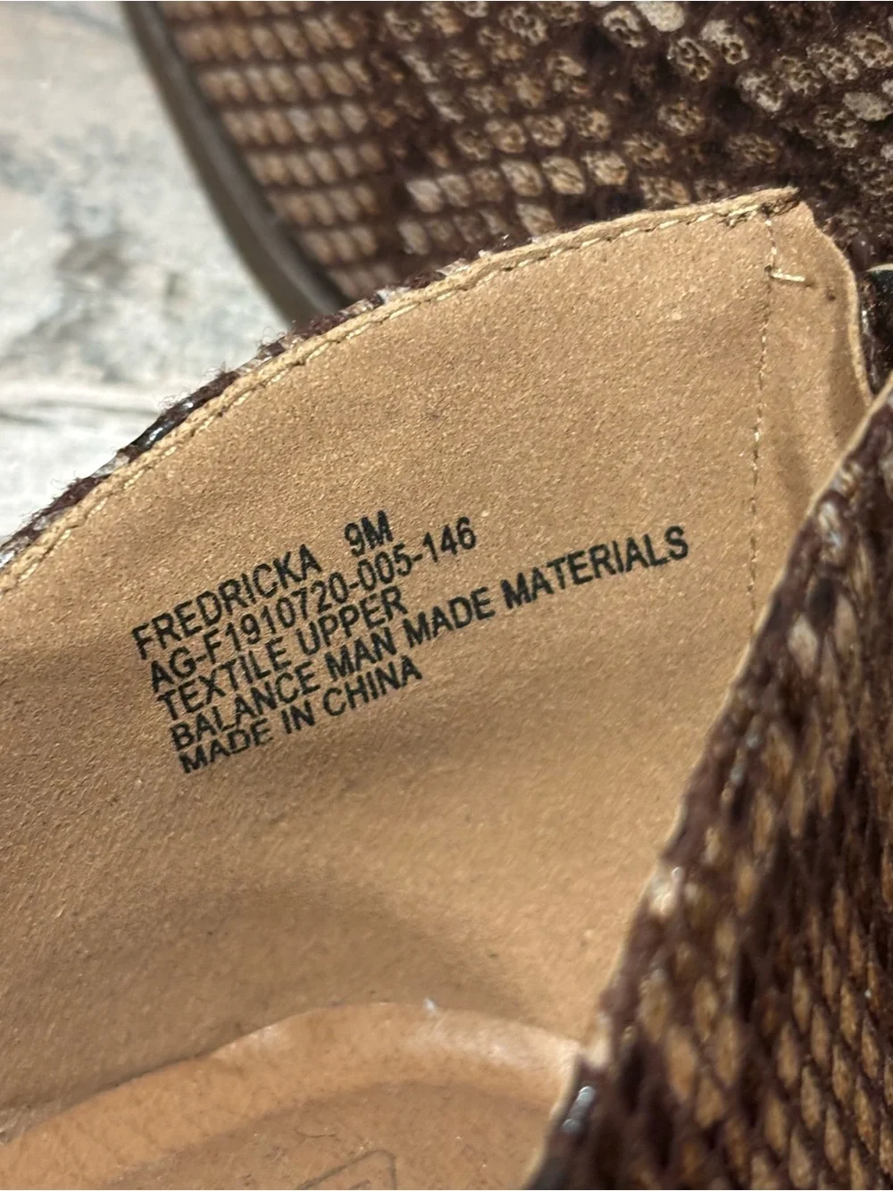 new directions Brown Snake-Print Ankle Booties