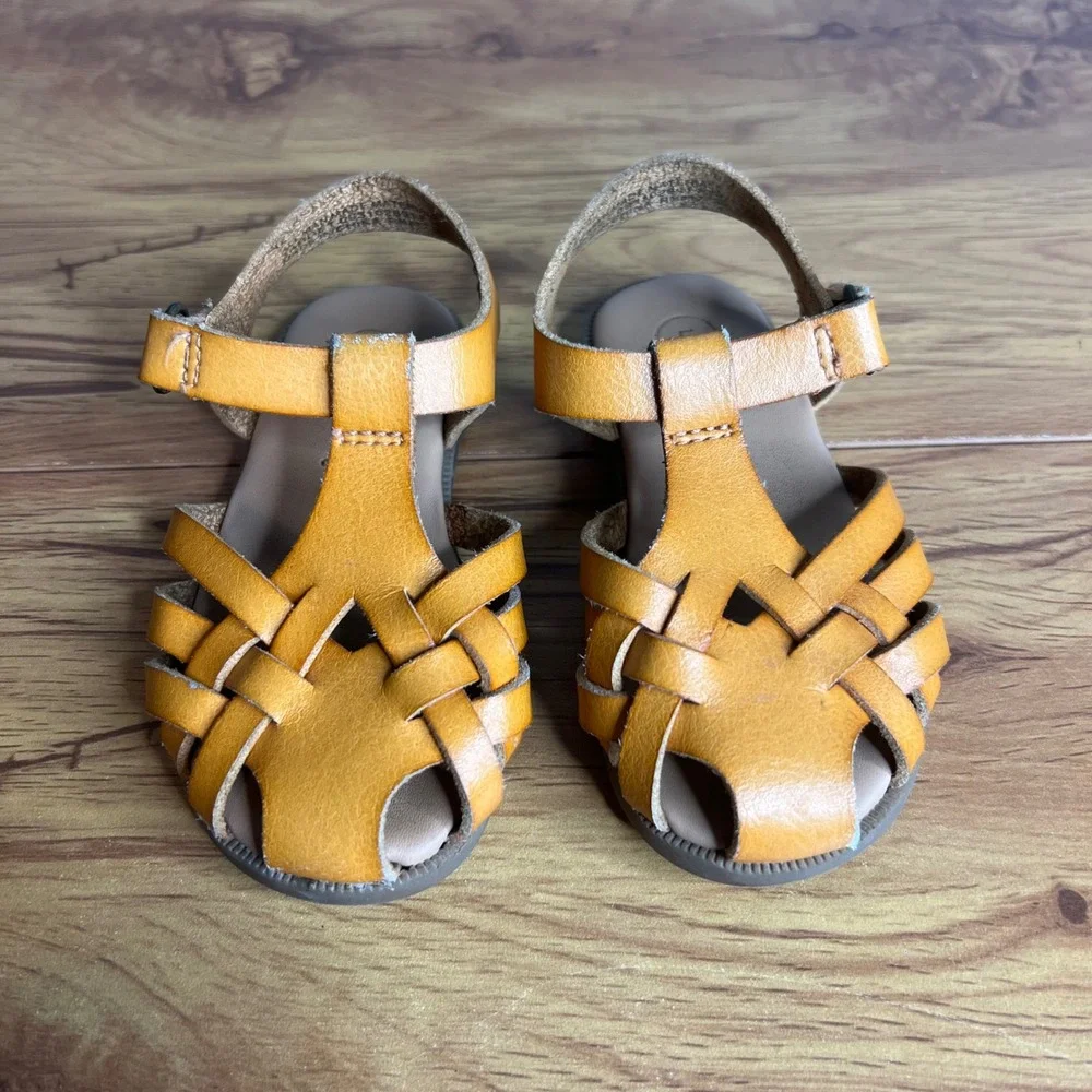 Cat & Jack Sandals Toddler‎ 5 Tan Fisherman Huarache Caged Closed Toe