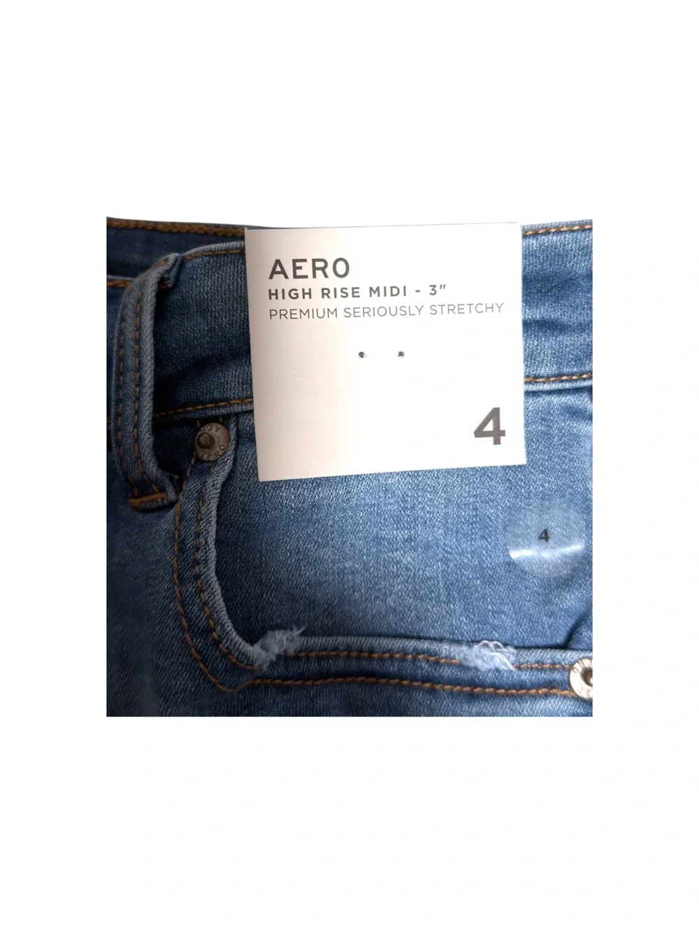 Aeropostale Women’s Size 4 High Rise Midi 3” Distressed Stretch Denim Shorts NWT