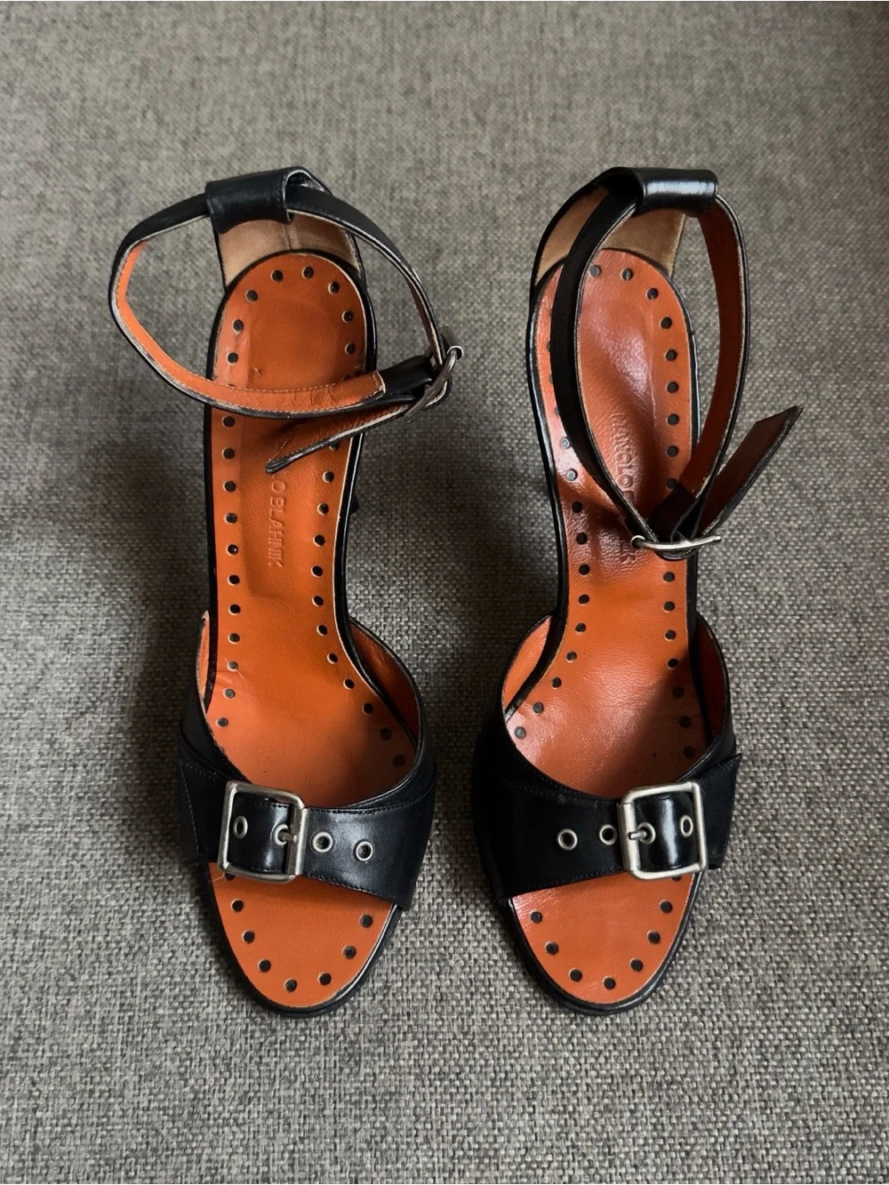 Vintage Manolo Blahnik heels with stitching detail