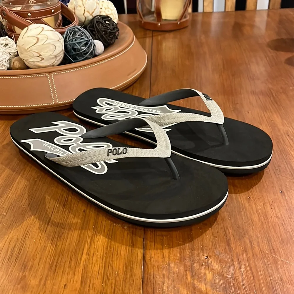 Polo Ralph Lauren Whitlebury Script Flip Flops thongs Sandals Shoes Mens Size 13