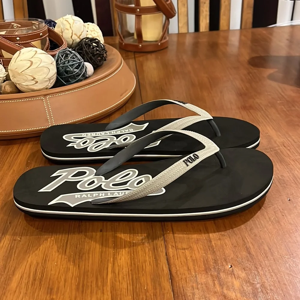 Polo Ralph Lauren Whitlebury Script Flip Flops thongs Sandals Shoes Mens Size 13
