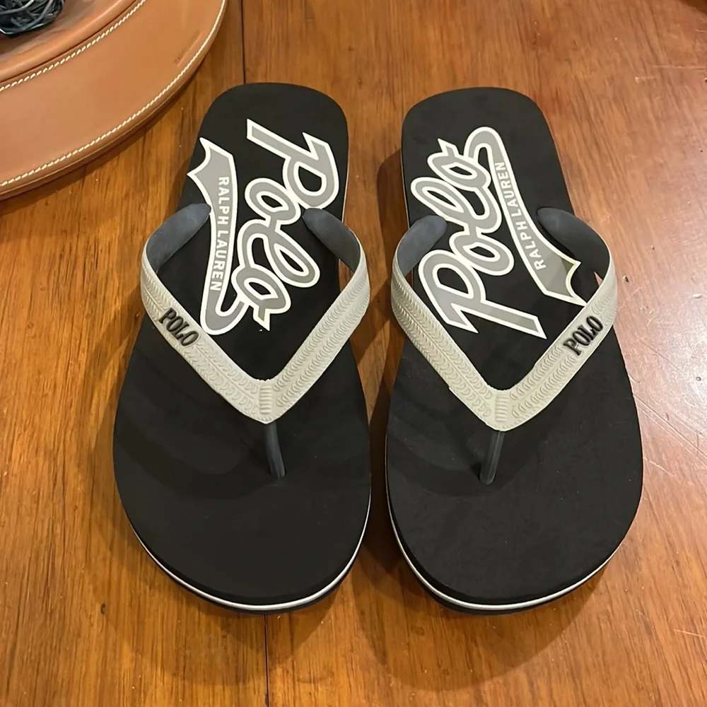 Polo Ralph Lauren Whitlebury Script Flip Flops thongs Sandals Shoes Mens Size 13