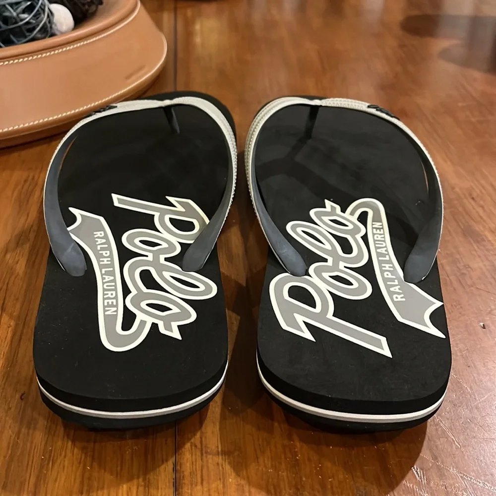 Polo Ralph Lauren Whitlebury Script Flip Flops thongs Sandals Shoes Mens Size 13