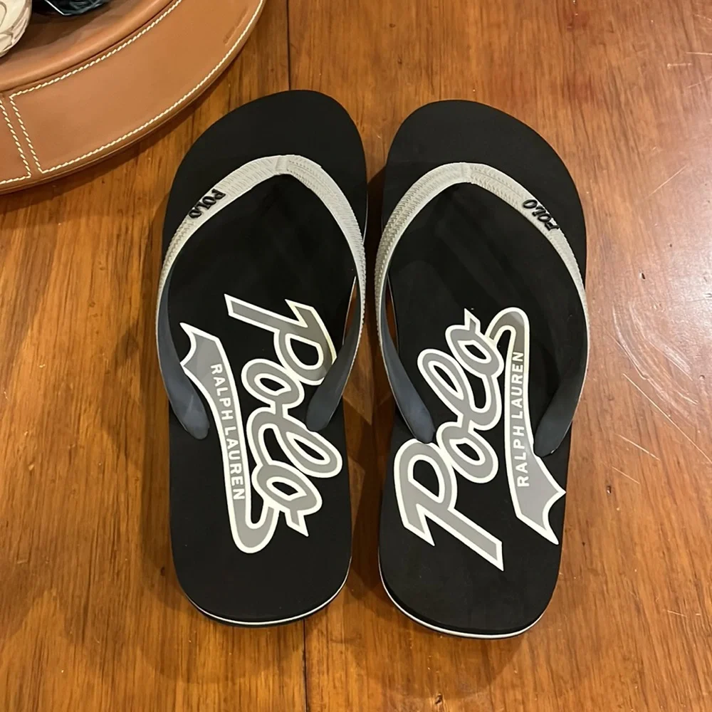 Polo Ralph Lauren Whitlebury Script Flip Flops thongs Sandals Shoes Mens Size 13