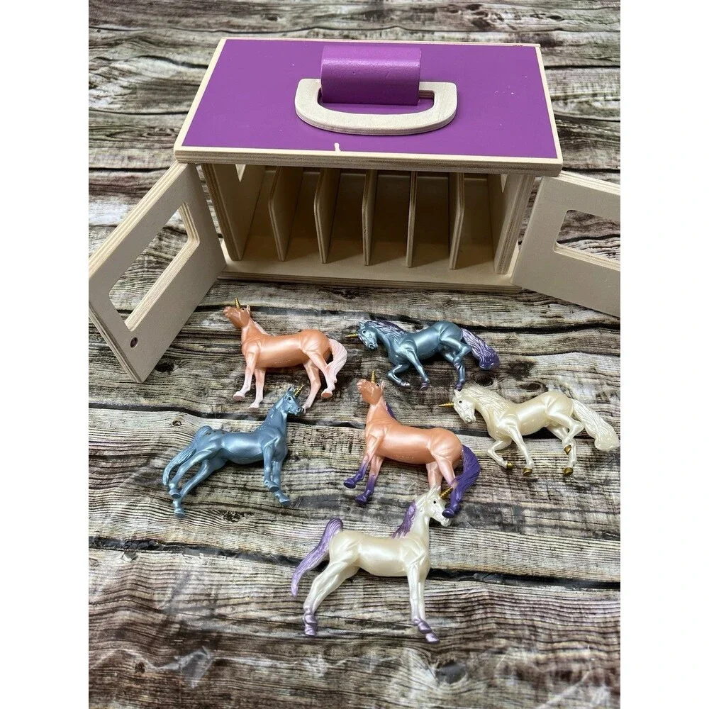 Breyer Unicorn Magic Wooden Carry Stable Playset with 6 Unicorns