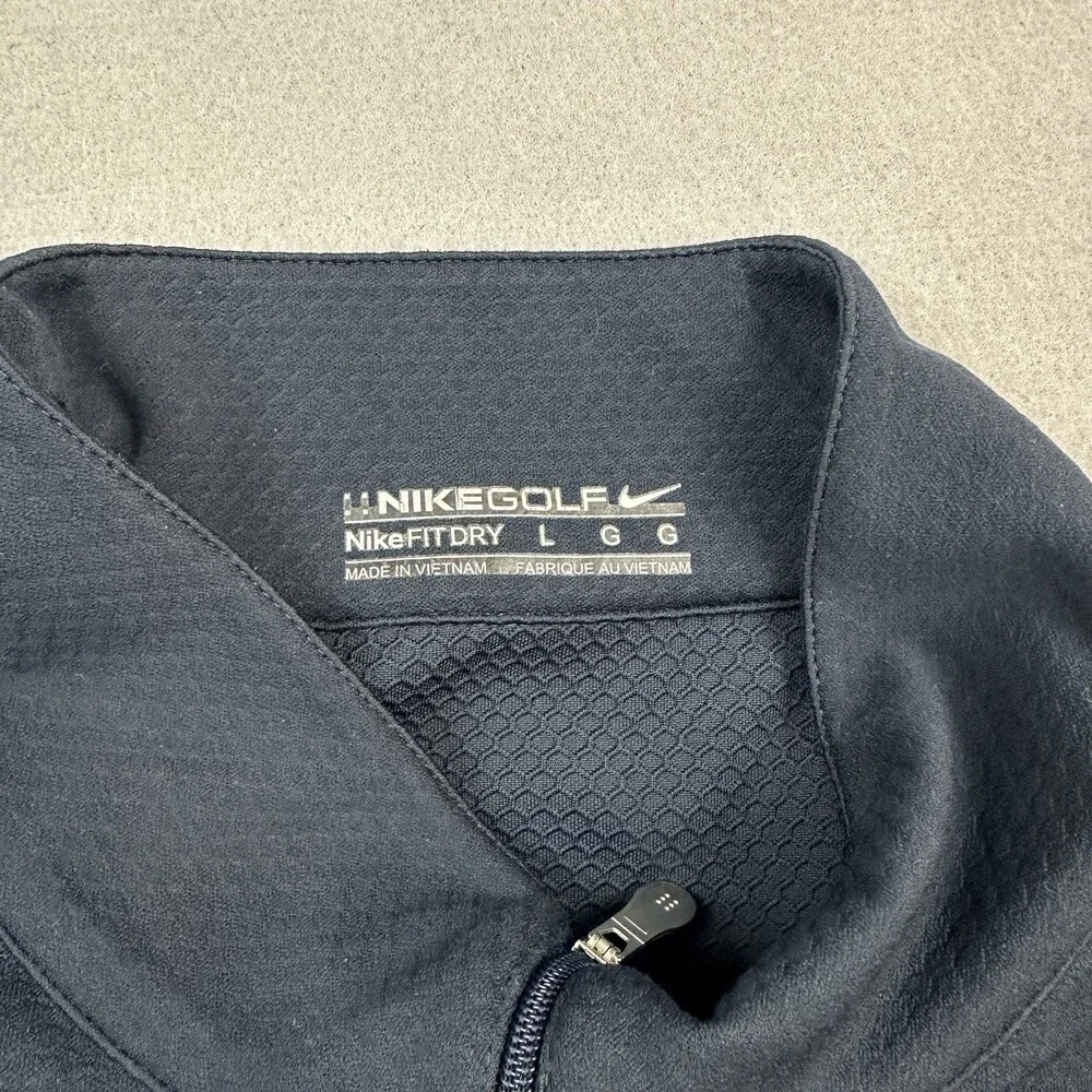 Nike Sweater Men Large Blue Solid 1/4 Zip Fit Dry Pullover Golf Cover Up L
