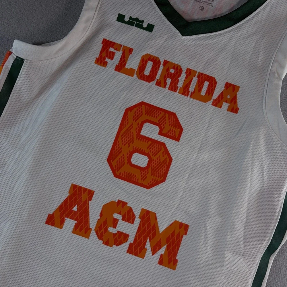 Nike LeBron James Florida A&M Rattlers Basketball Jersey Mens Medium White‎ 6