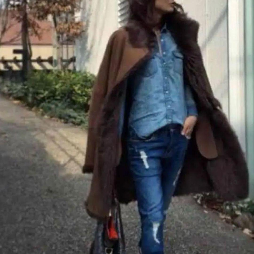 Excellent condition ✨ Joseph real mouton coat, big collar, brown, size 36