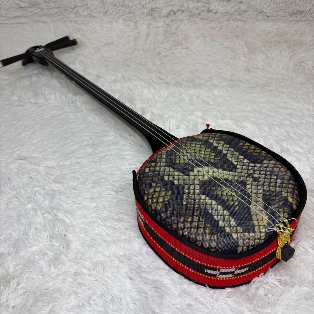 Sanshin Okinawa Artificial Skin Folk Music Japanese Instrument Many Accessories Hard Case Included Snakeskin