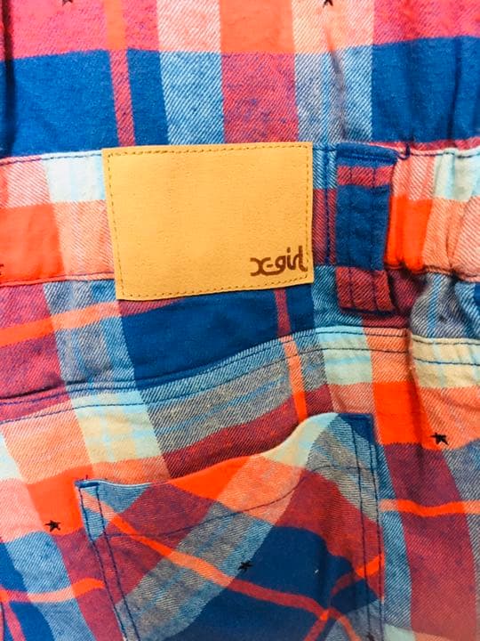 【Beautiful Condition】x-girl Dress-Style Overalls Mini Length Plaid Cute Gal Style