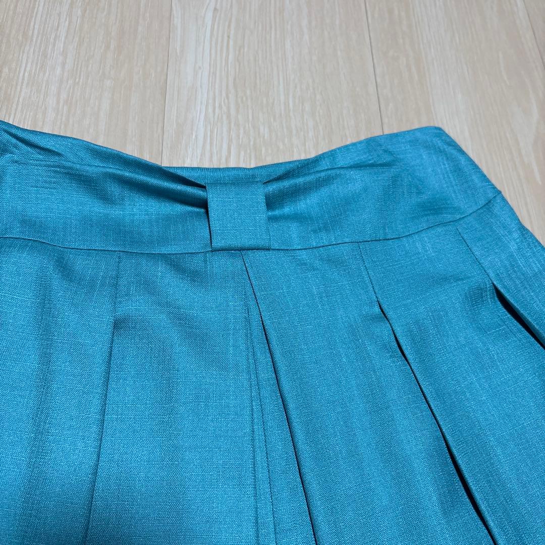 Blackwatch teal green flared skirt, knee-length