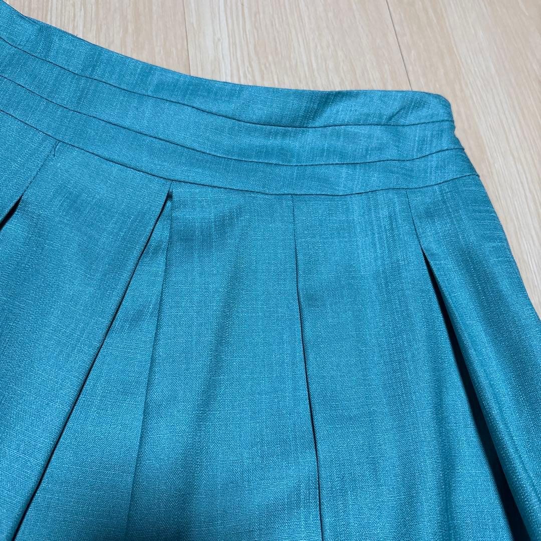 Blackwatch teal green flared skirt, knee-length