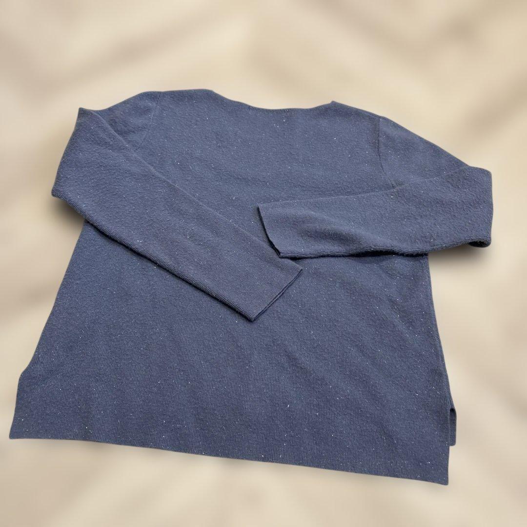 Good condition ✨ Carina Buee V-neck knit sweater 【L】Blue, sparkly, made in overseas