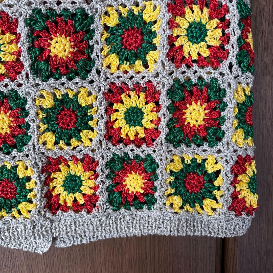 *629 Hand-knitted Motif Button-Front Vest