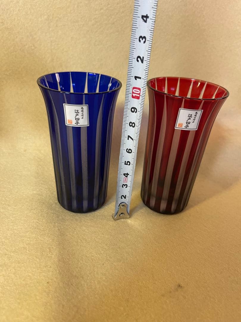 Edo Kiriko Colored Glass Togusa Pattern Taimuro Kobo