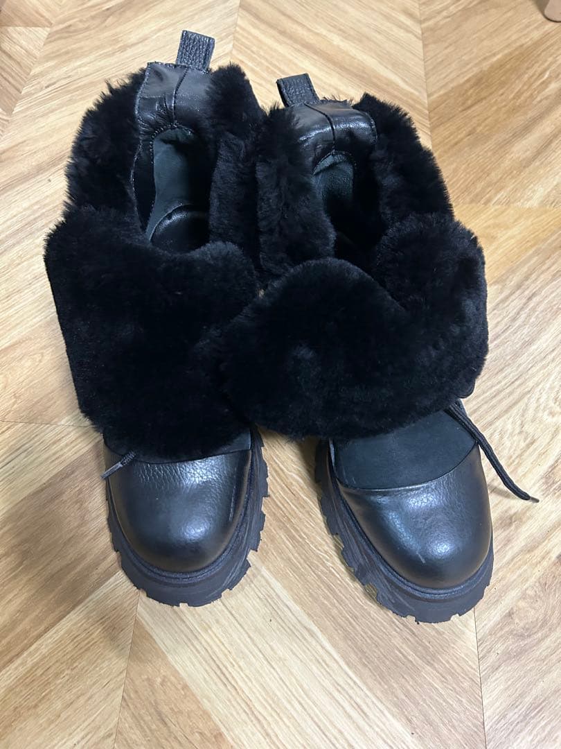 ⭐︎NAPOLEONI⭐︎ Stylish Work Boots with Mouton Fur, Black