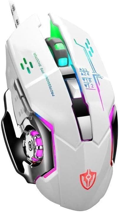 【White】High-Performance Gaming Mouse ★ RGB Light Effects * Optical Wired Mouse