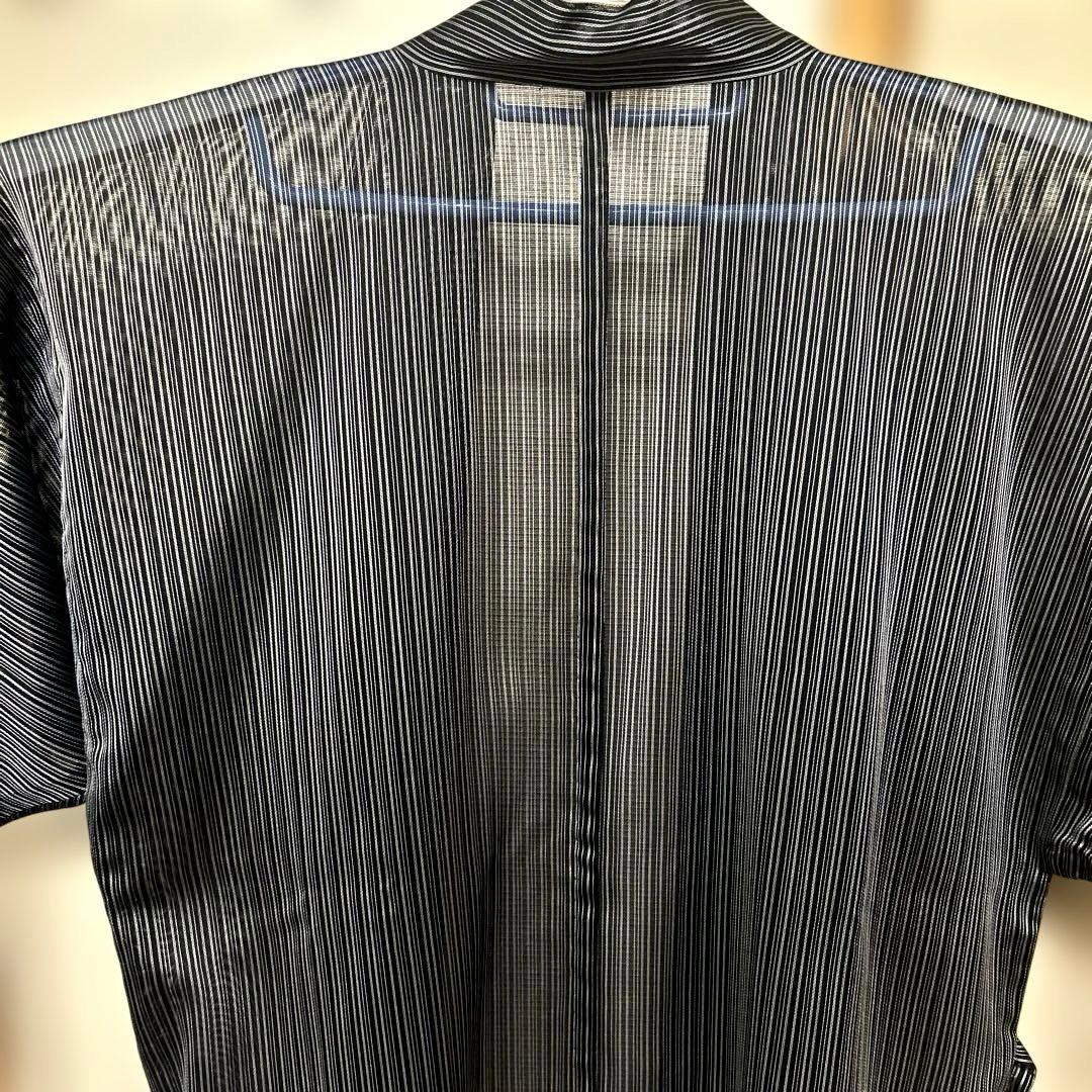 No. 34 Kyoto Nishijin Fuutori Omeshi Fabric Unlined/Summer Work Clothes Black with White Vertical Stripe Pattern Black Lining