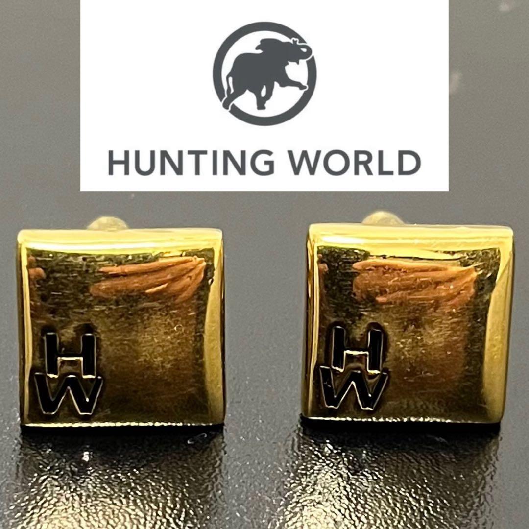 HUNTING WORLD Square Cufflinks, Gold Tone