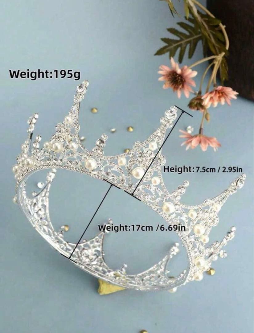 Crown Silver-tone Pearl Embellishment