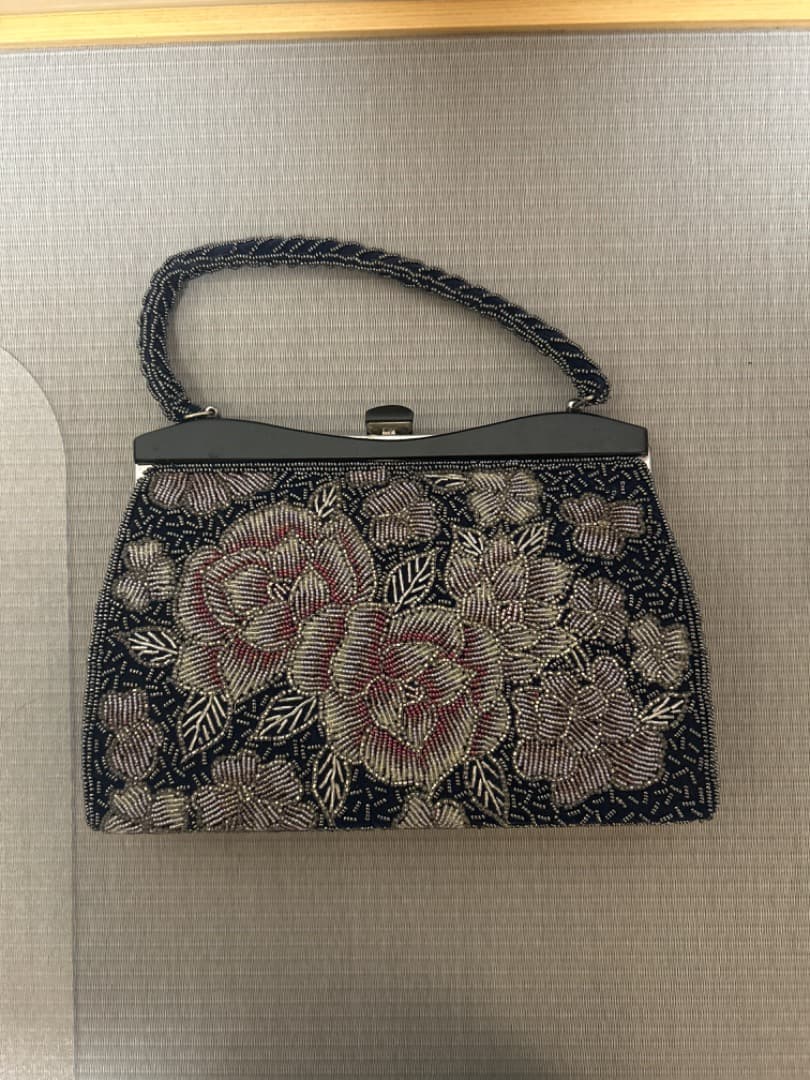 Kimono Bag, Beaded Bag, Formal, Flowers and Plants, Black, Beads, Kimono Accessories [Used]