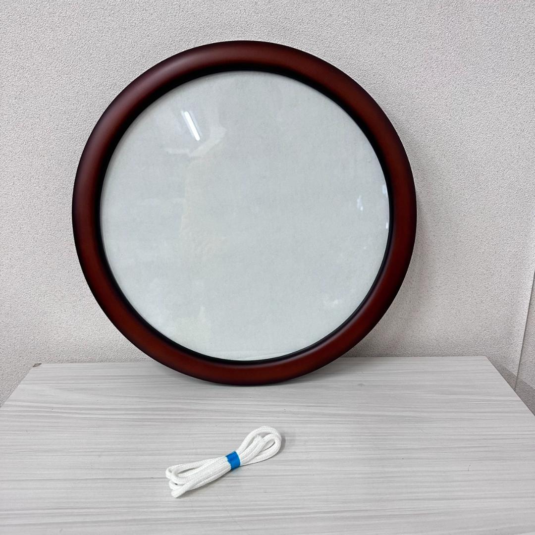 Wooden Drawing Frame, Round, Inner Diameter 35cm, Brown, Glass Specification, With Wall Hanging Cord