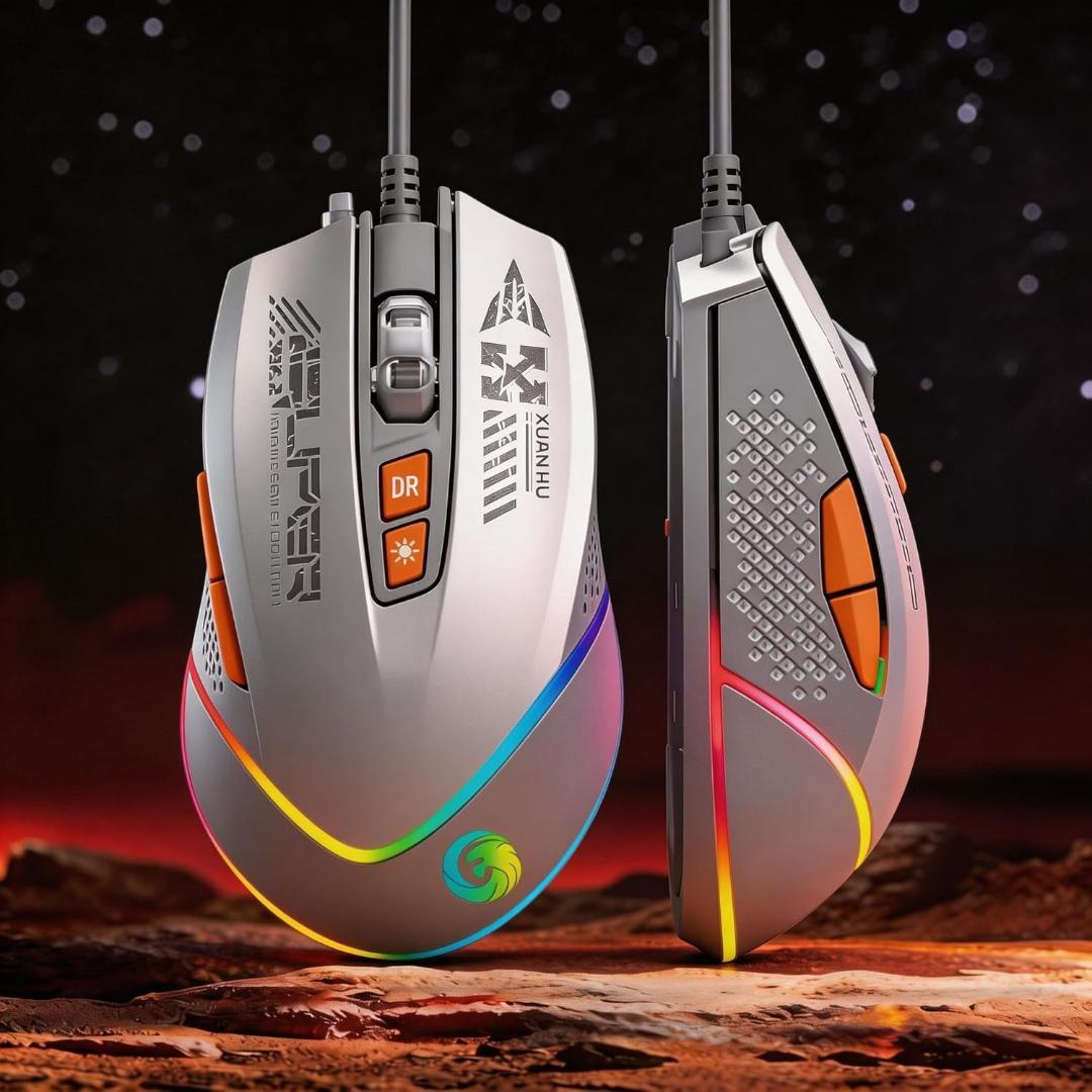 【Color: White】Wired Gaming High-Performance Mouse * 12000 DPI Optical Sensor
