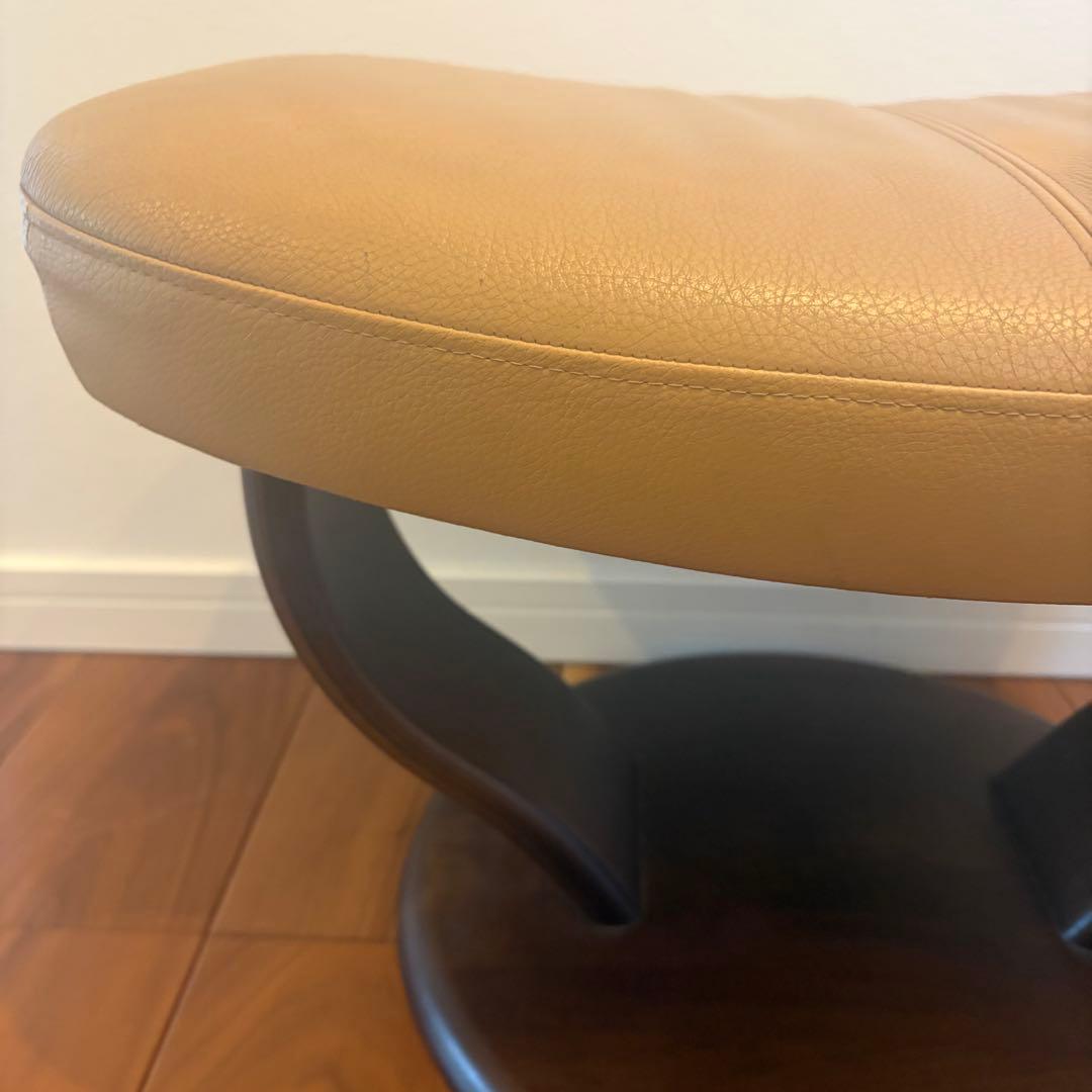 【Good Condition】Karimoku Chitano Ottoman Stool Genuine Leather