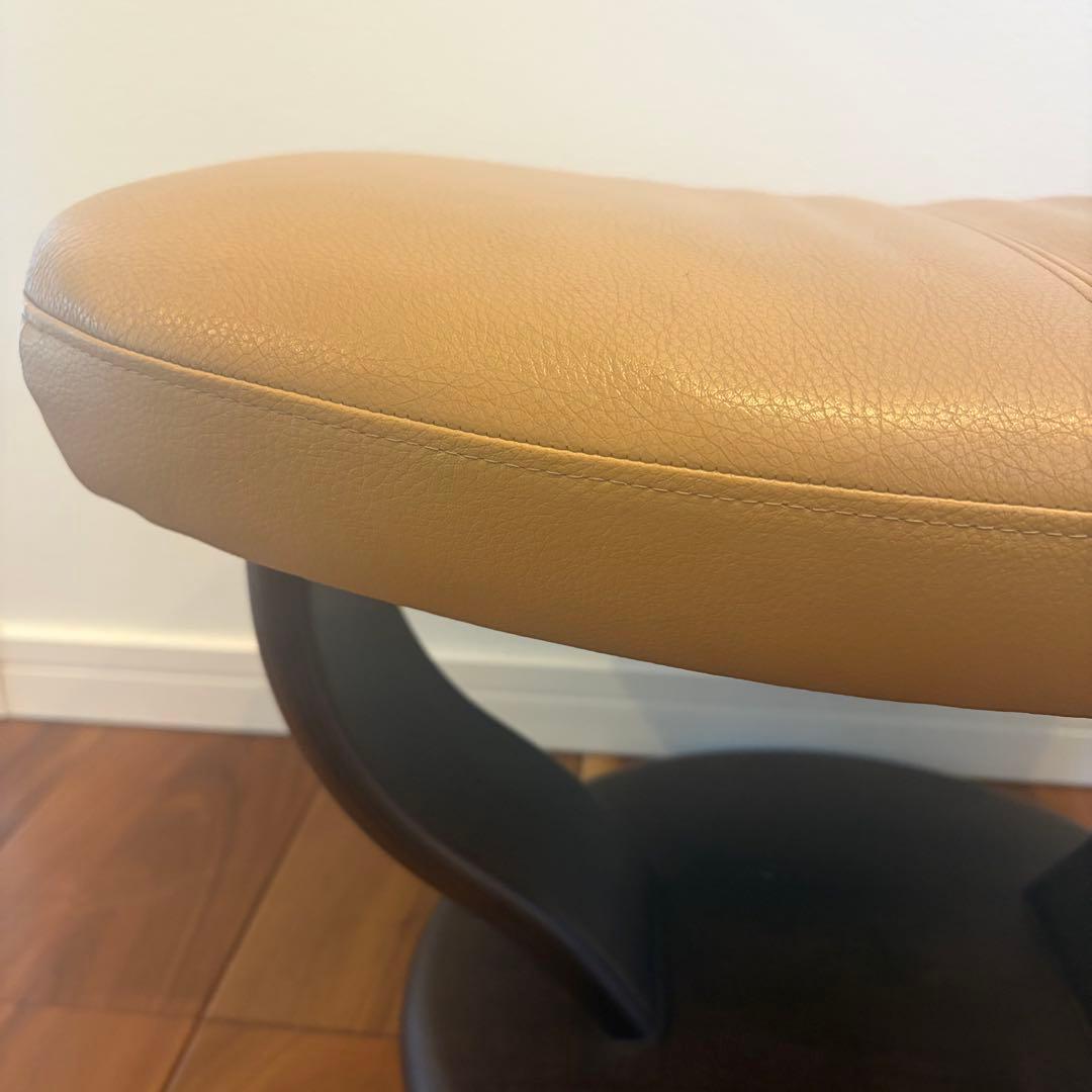 【Good Condition】Karimoku Chitano Ottoman Stool Genuine Leather
