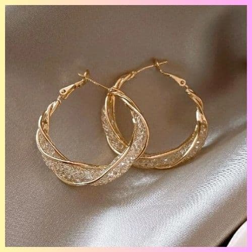 Gold Mesh Hoop Earrings - Large, Gorgeous, Catchless