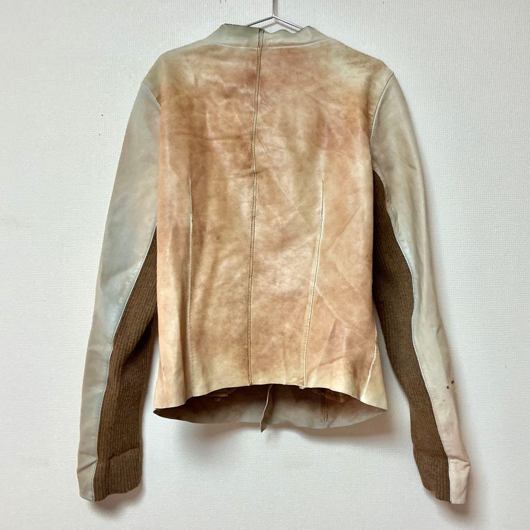 ZARA WOMAN Tie-Dye Style Leather Jacket Riders No Collar