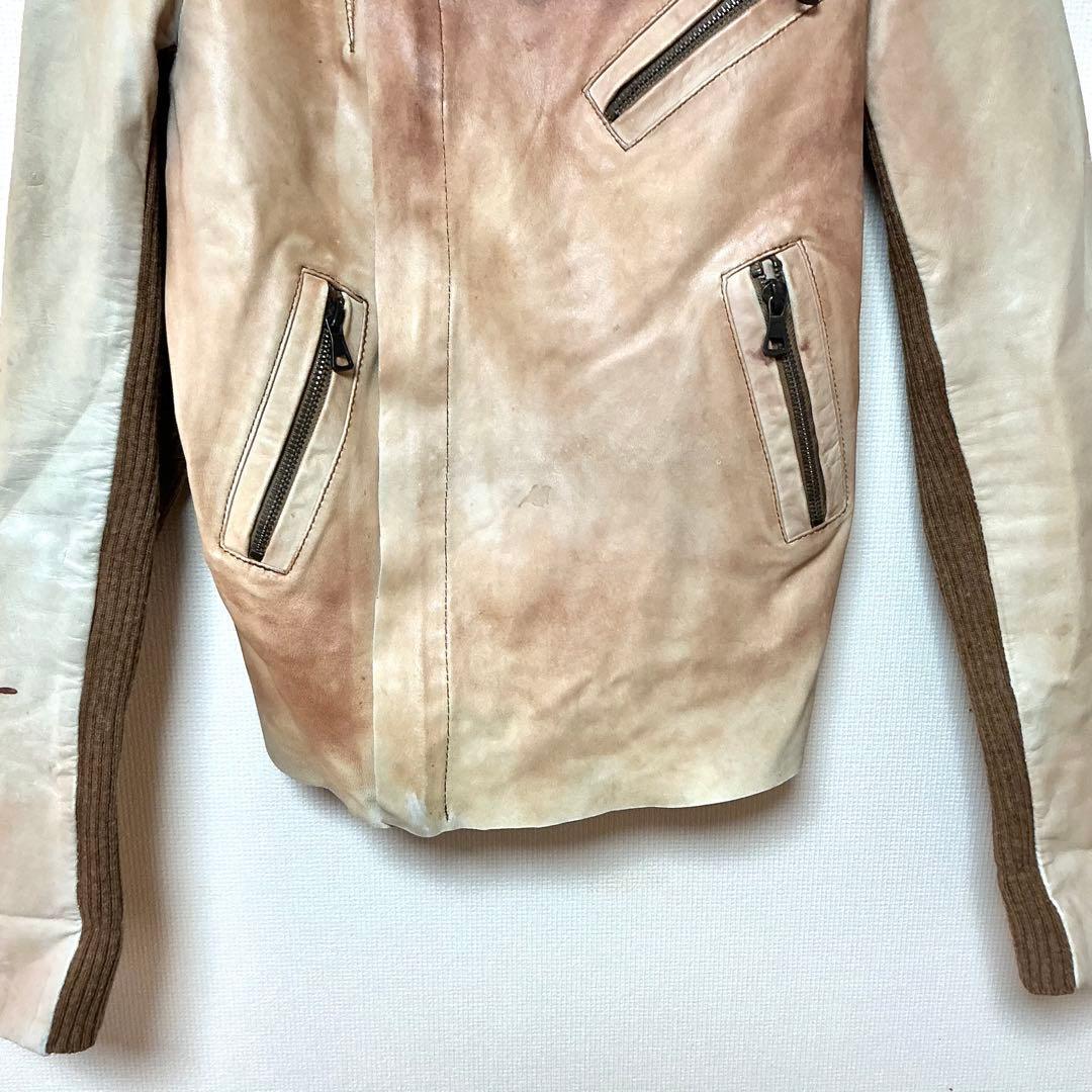 ZARA WOMAN Tie-Dye Style Leather Jacket Riders No Collar